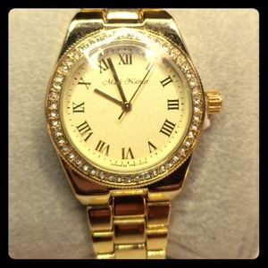 Mark Haimer Dressy Fashion CZ Gold Watch